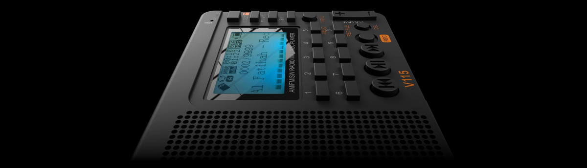 Close-up of the radio’s physical controls